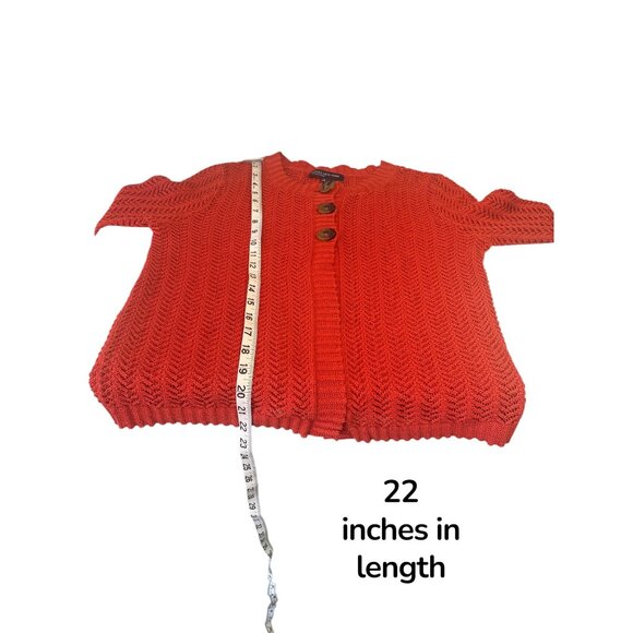 Jones New York Signature Women’s Red Open Knit Button Front Cardigan Sweater 100 - Picture 9 of 9